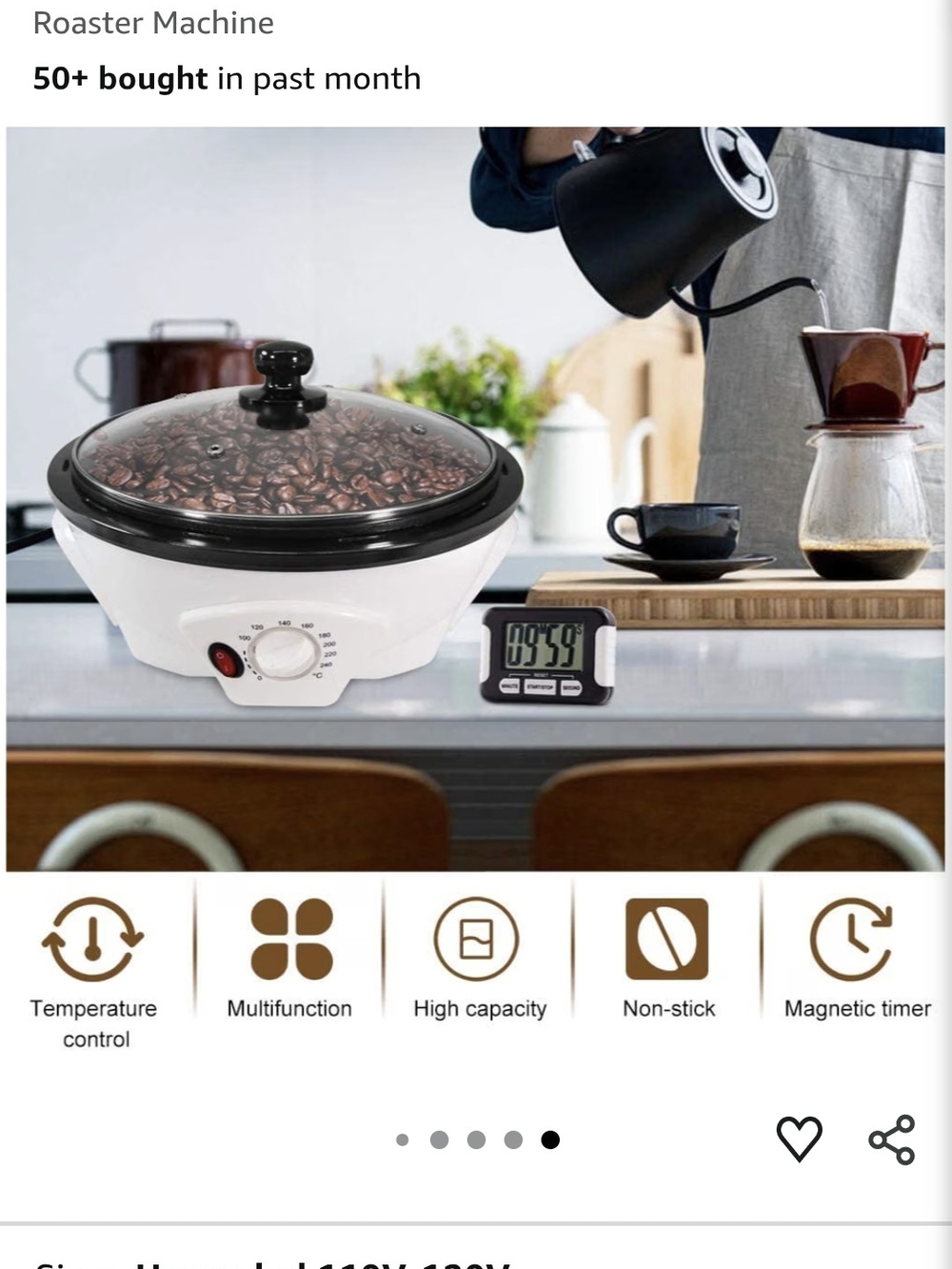 Brand New Electric Coffee And Bean Roaster White and Black Home Roasting Machine